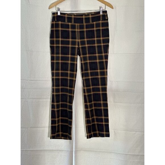 J. McLaughlin Pants Womens M Plaid Pull On Stretch Ankle Straight Casual Chino - Picture 1 of 12